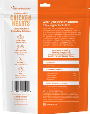 Show full view: Smallbatch Pets Chicken Hearts Grain-Free Adult Freeze-Dried Raw Dog & Cat Treats, 3.5-oz bag slide 7 of 7