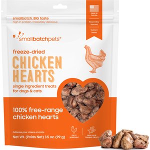 Smallbatch Pets Chicken Hearts Grain-Free Adult Freeze-Dried Raw Dog & Cat Treats, 3.5-oz bag