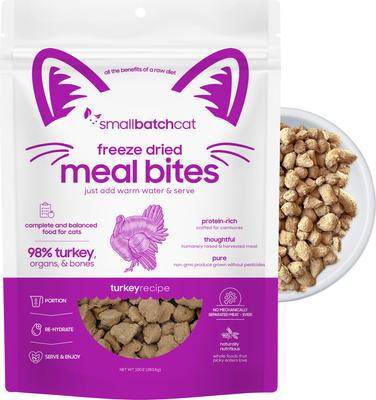SMALLBATCH PETS Non-GMO Turkey Meal Bites Freeze-Dried Cat Food, 10-oz bag  - Chewy.com