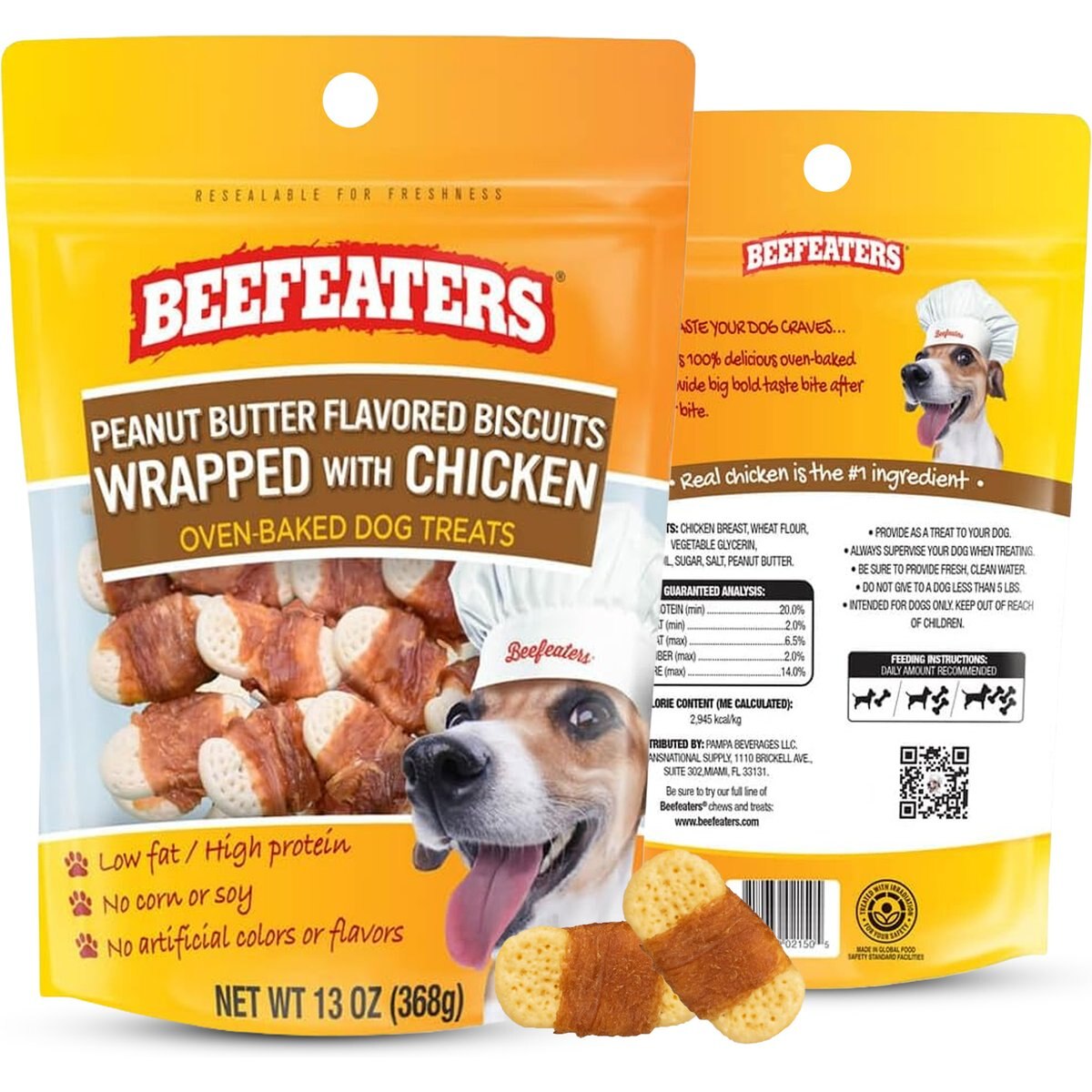 Beefeaters Peanut Butter Biscuit Wrapped with Chicken Jerky Dog Treats, 13-oz bag