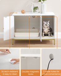 FEANDREA Concealed Cabinet Cat Litter Box Enclosure, White & Gold, 31.5 x 19.7 x 21.7-in slide 2 of 9