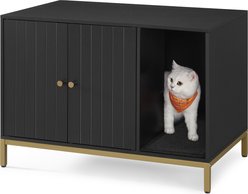 FEANDREA Cabinet with Concealed Design Cat Litter Box Enclosure, Black & Gold, 31.5 x 19.7 x 21.7-in