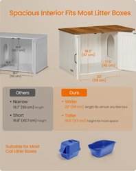 FEANDREA Multi-Functional Cat Litter Box Enclosure, Honey Brown & Rustic White, 33.5 x 19 x 19.5-in slide 2 of 6