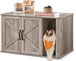 FEANDREA Multi-Functional Cat Litter Box Enclosure, Heather Greige, 33.5 x 19 x 19.5-in