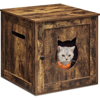 FEANDREA FEANDREA Storage Cabinet Cat Litter Box Enclosure, Rustic Brown, 20.5 x 20.5 x 19.7-in