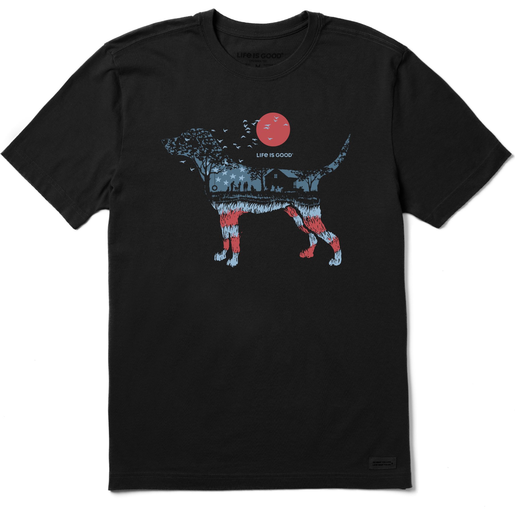 LIFE IS GOOD Men's BBQ USA Dogscape Short Sleeve Crusher-Lite, Faded Black, Small