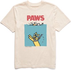 LIFE IS GOOD Men's Paws Rocket Short Sleeve Tee, Putty White, XX-Large