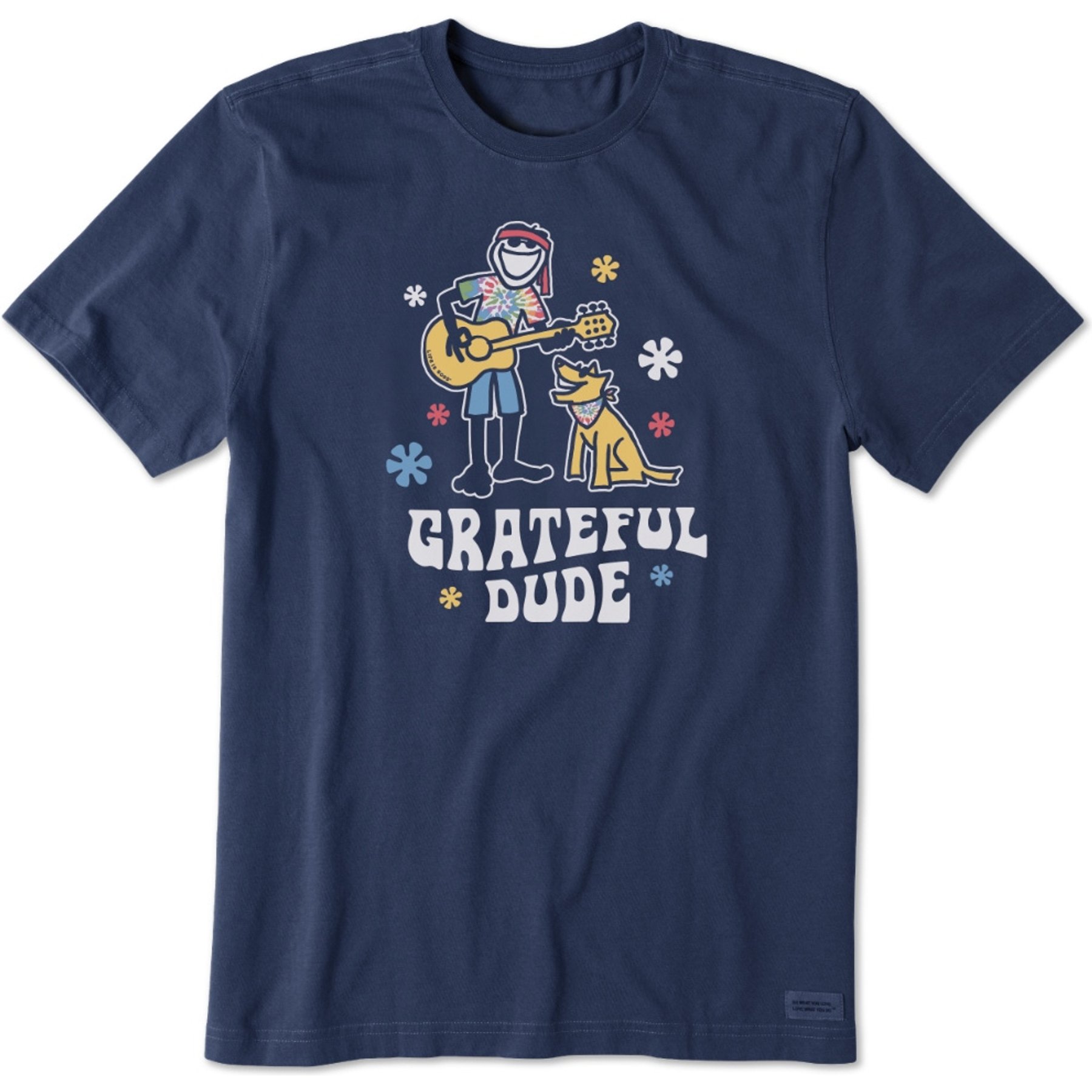 LIFE IS GOOD Men's Jake & Rocket Grateful Dude Short Sleeve Shirt, Darkest Blue, XX-Large