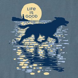 LIFE IS GOOD Women's Moonlit Running Dog Silhouette Short Sleeve Crusher Tee, Slate Blue, XX-Large slide 2 of 2