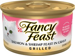Fancy Feast Grilled Salmon & Shrimp Feast in Gravy Canned Cat Food, 3-oz can, case of 24