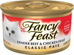Fancy Feast Classic Tender Beef & Chicken Feast Canned Cat Food, 3-oz can, case of 24 slide 1 of 8