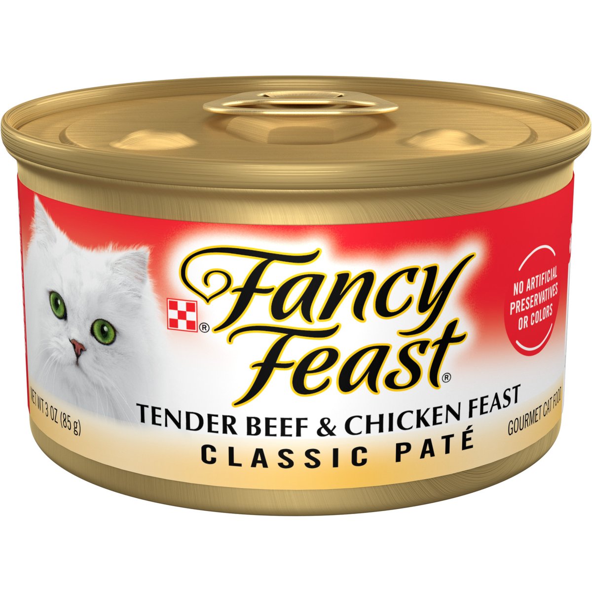 Fancy Feast Classic Tender Beef & Chicken Feast Canned Cat Food, 3-oz can, case of 4