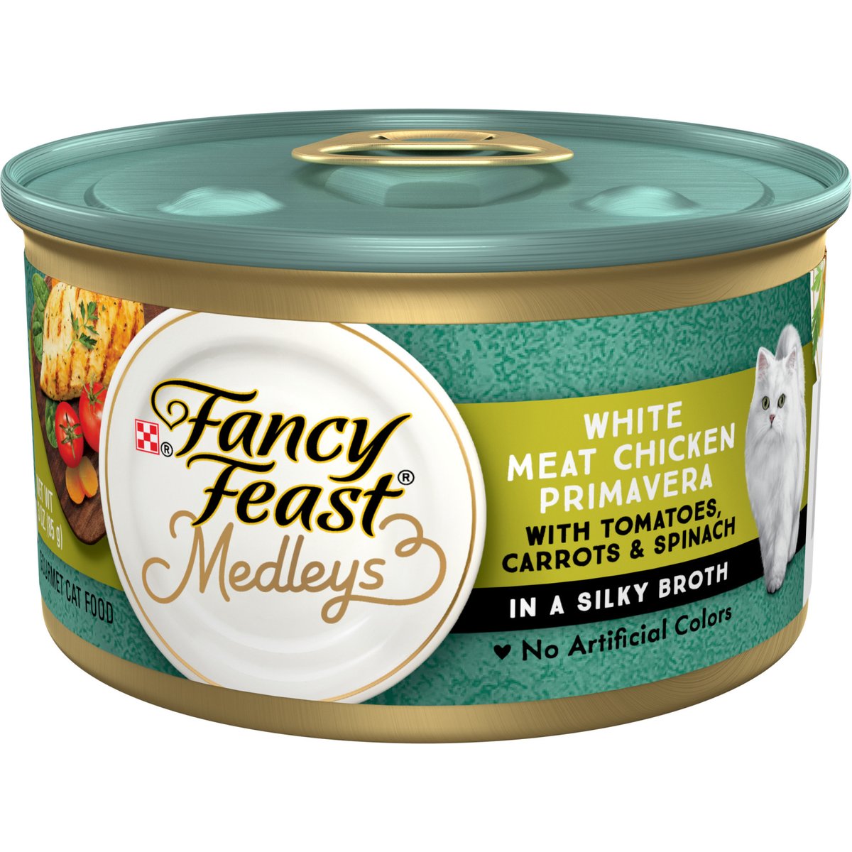 Fancy Feast Medleys White Meat Chicken Primavera Canned Cat Food, 3-oz can, case of 4