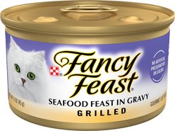 Fancy Feast Grilled Seafood Feast in Gravy Canned Cat Food, 3-oz can, case of 24