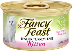Fancy Feast Kitten Tender Turkey Feast Canned Cat Food, 3-oz can, case of 4