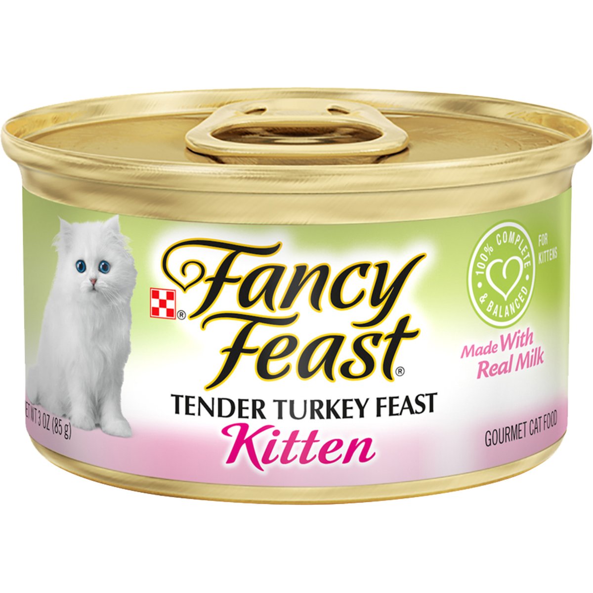 Fancy Feast Kitten Tender Turkey Feast Canned Cat Food, 3-oz can, case of 4