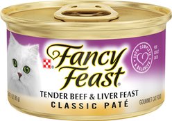 Fancy Feast Classic Tender Beef & Liver Feast Canned Cat Food, 3-oz can, case of 4