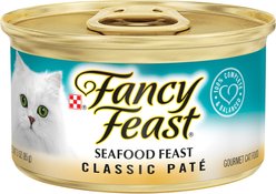 Fancy Feast Classic Seafood Feast Canned Cat Food, 3-oz can, case of 4