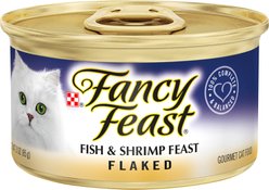 Fancy Feast Flaked Fish & Shrimp Feast Canned Cat Food, 3-oz can, case of 4