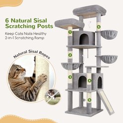 Globlazer 76-in Extra Tall Multi-Level Cat Tree & Condo, Light Gray slide 2 of 7