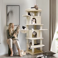 Globlazer 66-in Tall Curved Series Cat Tree, Beige