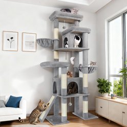 Globlazer 78-inch Tall Sturdy Indoor Cat Tree, Light Gray