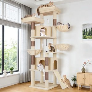 Globlazer 76-in Extra Tall Multi-Level Cat Tree & Condo, Beige