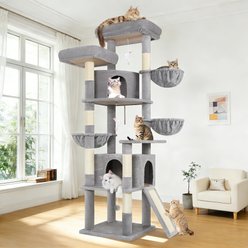 Globlazer 76-in Extra Tall Multi-Level Cat Tree & Condo, Light Gray