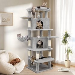 Globlazer 66-in Tall Curved Series Cat Tree, Light Gray