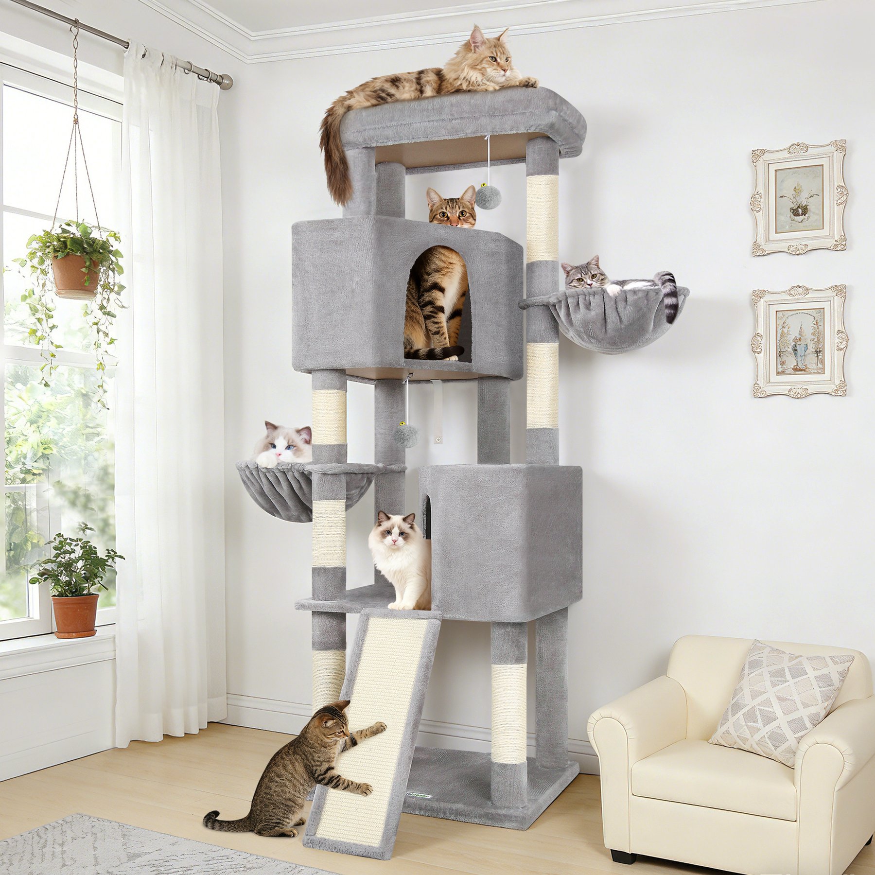 Globlazer 69-in Cat Tree, Light Gray