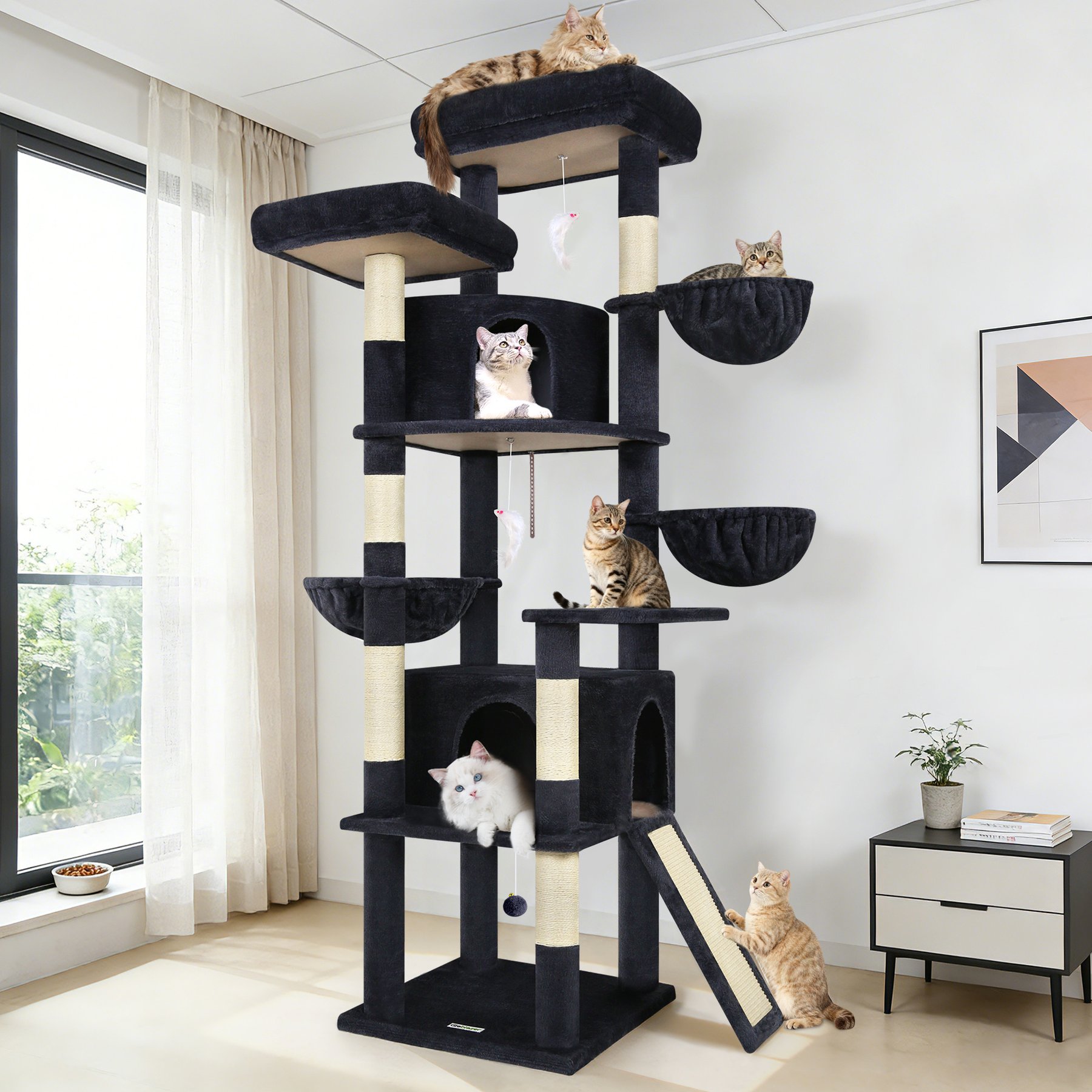 Globlazer 76-in Extra Tall Multi-Level Cat Tree & Condo, Dark Gray