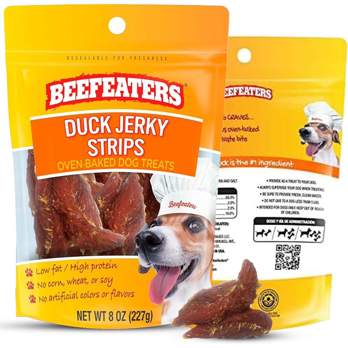 Beefeaters Duck Strips Jerky Dog Treats, 8-oz bag