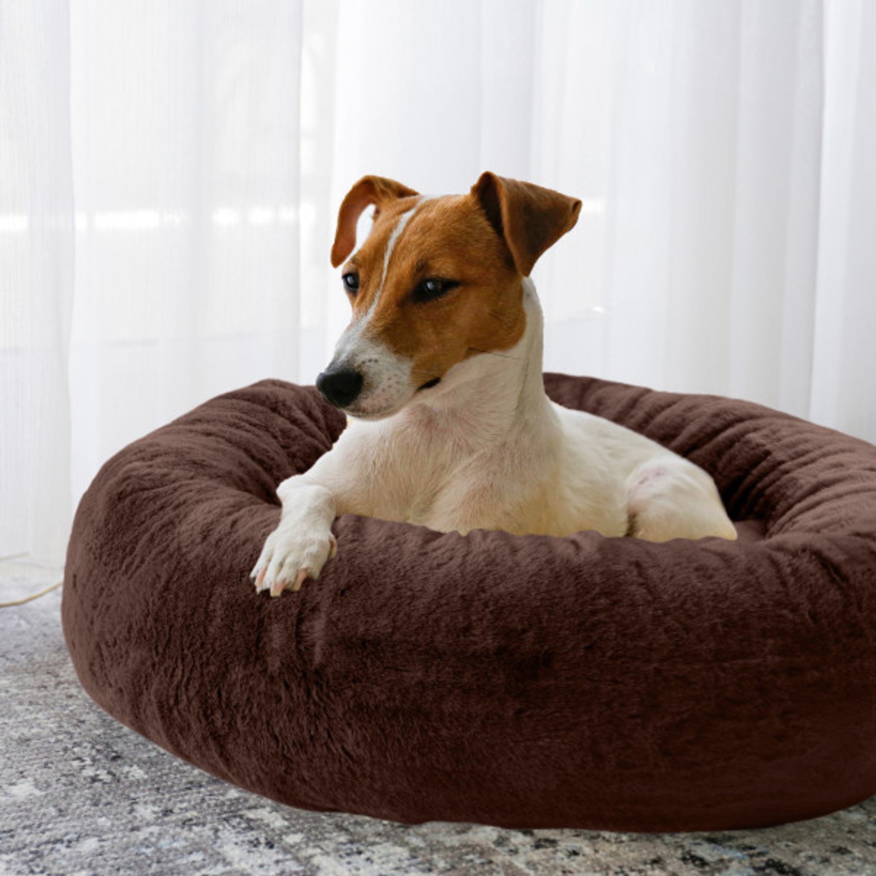Pet Adobe Petmaker Orthopedic Donut Dog Bed, Brown, Small: 25-in