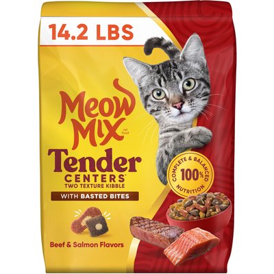 Meow Mix Meow Mix Tender Centers Basted Bites Beef & Salmon Flavors Dry Cat Food, 14.2-lb bag