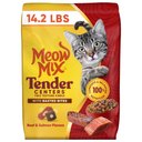 Meow Mix Tender Centers Basted Bites Beef & Salmon Flavors Dry Cat Food, 14.2-lb bag