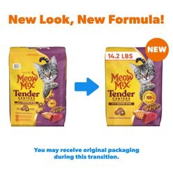 Meow Mix Tender Centers Basted Bites Chicken & Tuna Flavored Dry Cat Food, 14.2-lb bag slide 2 of 8