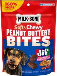 Milk-Bone Peanut Buttery Bites with Real Peanut Butter & Bacon Soft & Chewy Dog Treats, 11.8-oz bag