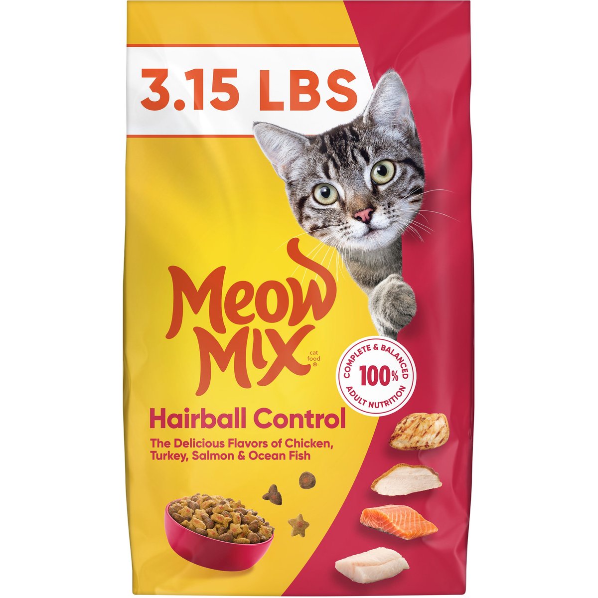 Meow Mix Hairball Control Adult Dry Cat Food, 3.15-lb bag