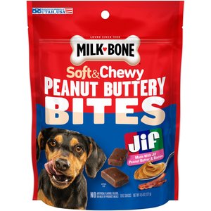 Milk-Bone Peanut Buttery Bites with Real Peanut Butter & Bacon Soft & Chewy Dog Treats, 4.5-oz bag