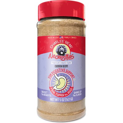 Charlee Bear Charlee Bear Necessities Freeze-Dried Chicken Recipe Digestive Health Support Grain-Free Dog Food Topper, 5-oz jar