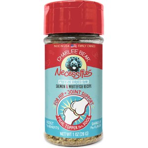 Charlee Bear Necessities Freeze-Dried Salmon & Whitefish Recipe Hip & Joint Support Grain-Free Dog Food Topper, 1-oz jar