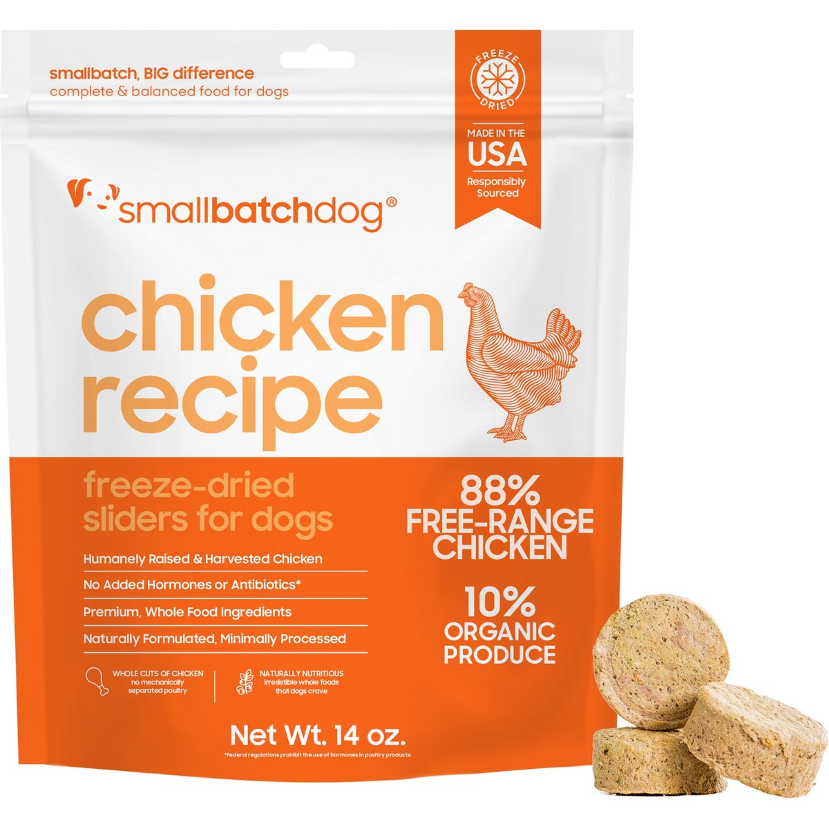 Smallbatch Pets Chicken Freeze-Dried Raw Sliders Grain-Free Dry Dog Food, 14-oz bag