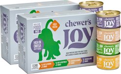Chewer's Joy Variety Pack Dinner High Protein Beef & Chicken, Chicken & Salmon, Beef & Vegetables, Chicken & Rice Pate Canned Wet Dog Food, 3-oz can, 24 count slide 1 of 9