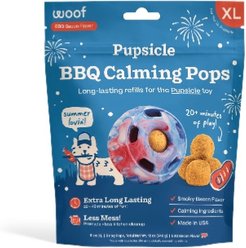 Woof Refill BBQ Pops & Summer Pupsicle Favorite Distraction Grain-Free Smokey Beef Flavor Lickable Dog Treats, X-Large, 5 count