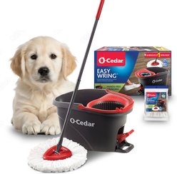 O-Cedar EasyWring Spin Mop & Bucket Floor Cleaning System with Extra Mop Head Replacement