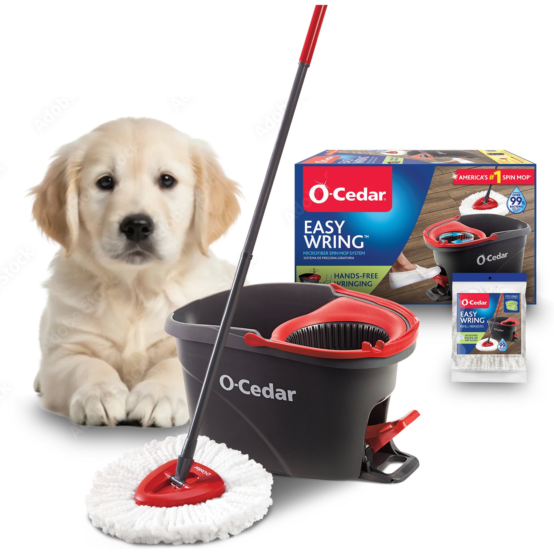 O-Cedar EasyWring Spin Mop & Bucket Floor Cleaning System with Extra Mop Head Replacement