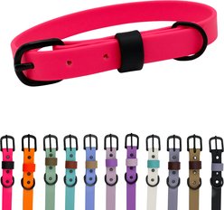 Tailr Waterproof & Odor-Resistant Adjustable Dog Collar, Fuchsia Pink/Black Loop, Medium: 12 to 15-in neck, 5/8-in wide