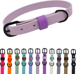 Tailr Waterproof & Odor-Resistant Adjustable Dog Collar, Pleasant Plum/Bright Lavender Loop, Medium: 12 to 15-in neck, 5/8-in wide