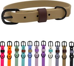 Tailr Waterproof & Odor-Resistant Adjustable Dog Collar, Army Sand/Dark Chocolate Loop, Medium: 12 to 15-in neck, 5/8-in wide