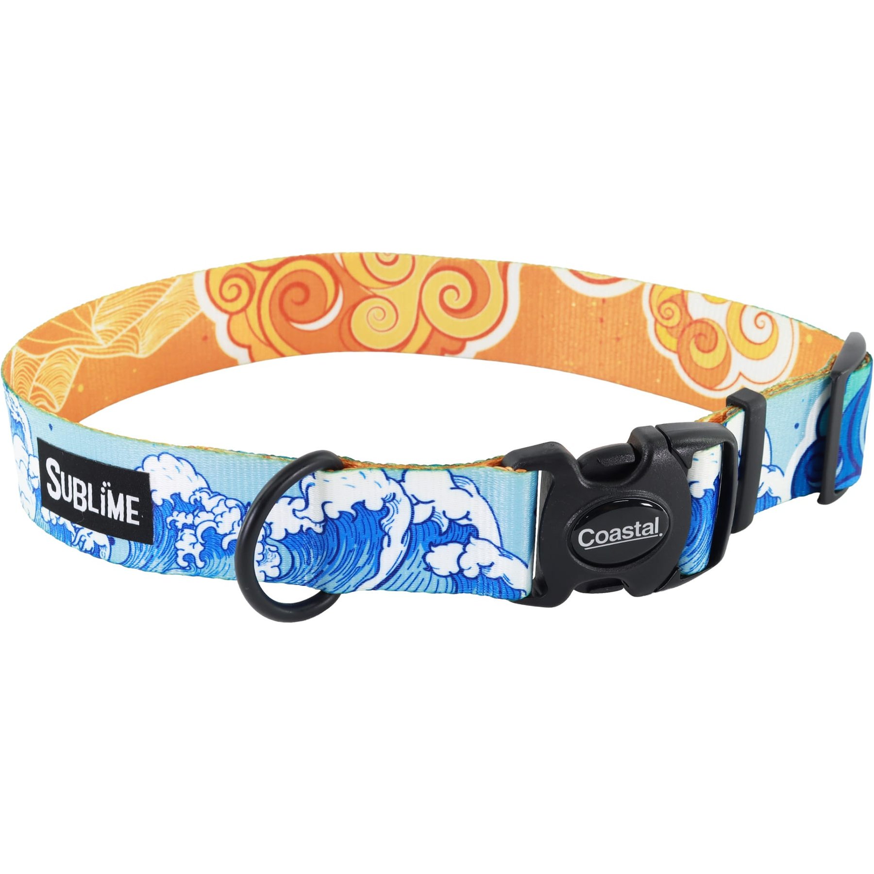 Sublime Land & Sea Adjustable Dog Collar, Medium: 12 to 18-in neck, 1-in wide